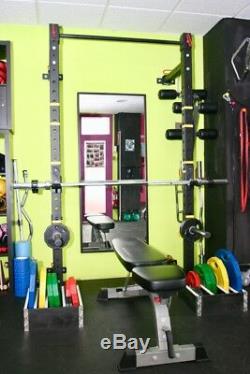 Wall Mounted Folding Squat / Bench Press Rack + Safety 