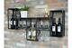 106cm Industrial Rustic Black Metal Wine Wall Mounted Rack Cabinet Glass Holders