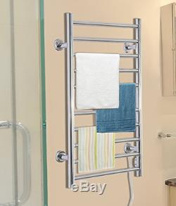 10 Bar Electric Heated Towel Warmer Rack Bathroom Wall Mounted Drying Bars New