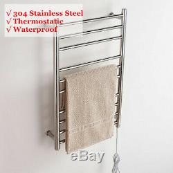 10 Bar Electric Heated Towel Warmer Rack Rail Drying Hanger Holder