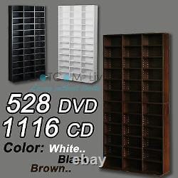 1116 CD/528 DVD Storage Shelf Rack Unit Adjustable Bluray Video Games Book