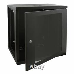 12U 600mm Black Wall Cabinet Network Data Rack For Patch Panel, PDU & LAN Switch