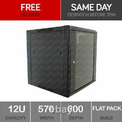 12U Server Rack Network Cabinet 19 inch 570 x 600mm Black