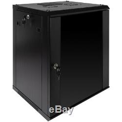 12U Wall Mount Network Server Data Cabinet Enclosure Rack Glass Door Lock with Fan