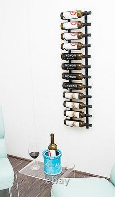 12 Bottle VintageView Metal Wall Mounting Wine Rack. Satin Black Finish