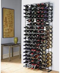 144 Bottle Floor Wine Rack Black Wall Mount Sturdy Metal Stack Grid Display