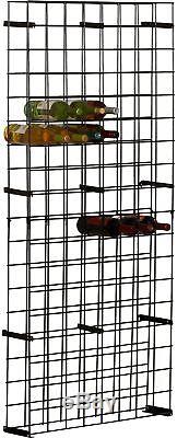144 Bottle Floor Wine Rack Black Wall Mount Sturdy Metal Stack Grid Display
