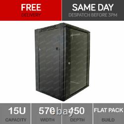 15U Server Rack Network Cabinet 19 inch 570 x 450mm Black