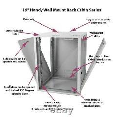 15U Wall Mount Network Server Data Cabinet Enclosure Rack Glass Door Lock
