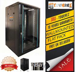 18U SERVER RACK DATA NETWORK CABINET 19 INCH 600 (W) x450 (D) x1000 (H) Flatpack