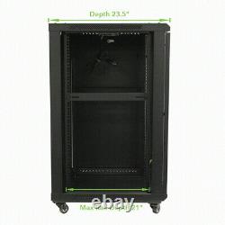 18U Wall Mount Audio Video A/V Rack Cabinet Glass Door Lock Casters and Shelves