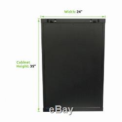 18U Wall Mount Network Server Cabinet Rack Enclosure Glass Door Lock withshelves