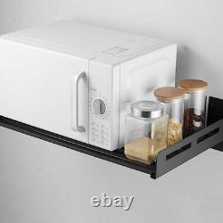 1Pc Wall-mounted Kitchen Shelf Creative Punch-free Microwave Rack Black