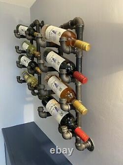 1 X Steampunk Wine Rack Wall Mounted Iron Work Storage Shelf