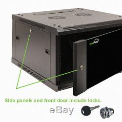22U IT Wall Mount Network Server Data Cabinet Rack Glass Door Locking Casters
