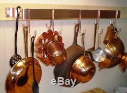 24 L x 5 D x 1.5 H Solid Copper wall mounted pot rack FREE Shipping in USA