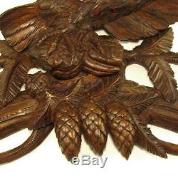 26 Antique Black Forest Hand Carved Wood Wall Mount Crop Hook Hat Rack, Eagle