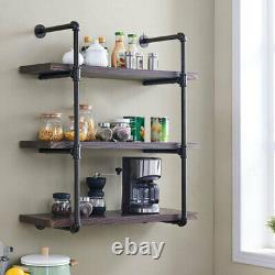 2Pcs Practical Iron Racks Wall-mounted Shelf Supports Open Bookshelves Black