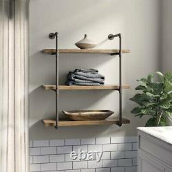 2Pcs Practical Iron Racks Wall-mounted Shelf Supports Open Bookshelves Black