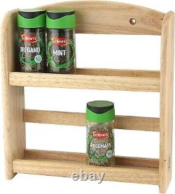 2 Tier Spice Herb Rack Jar Rack Holder Stand Wall Mounted Unit Beech Wood Wooden