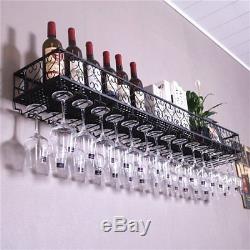 2 Tiers Ceiling Wine Racks Wall Mounted Hanging Wine Bottle Holder Metal Iron