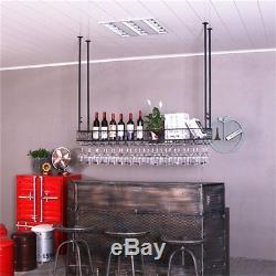 2 Tiers Ceiling Wine Racks Wall Mounted Hanging Wine Bottle Holder Metal Iron