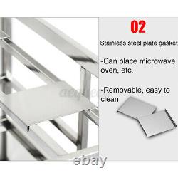 2 Tiers Stainless Steel Microwave Oven Rack Wall-Mounted Kitchen Storag