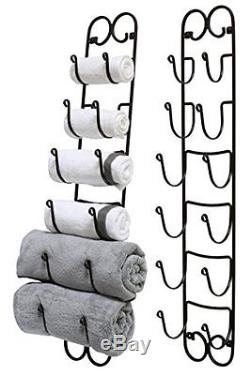 2 Wall Mount Bathroom Bath Towel Rack Holder Display Hanging Organizer Storage