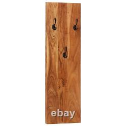 2x Solid Wood Acacia Wall-mounted Coat Racks Home Garden Indoor Hallway T9Z8