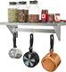 36 Commercial Wall Mounted Pot Rack Organizer Shelf with 3 Removable Storage Ho