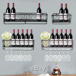 3/6 Bottles Wall Mounted Wine Rack Champagne Glass Bottle Storage Display Holder