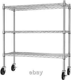 3-Shelf Storage Shelves with Casters Heavy Duty 3-Tier Rolling Cart Utility Rack