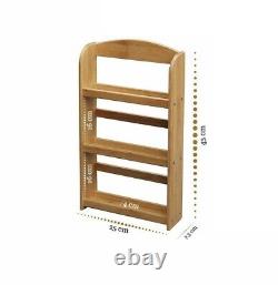 3 Tier Bamboo Wood Kitchen Herb Spice Rack Jar Holder Stand Wall Mounted Herbs
