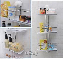 3 Tier Storage Shelves Wall Mounted Rack Caddy Plastic Hanging Basket Organizer