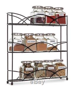 3 Tier Wall Mounted/free Standing Spice Rack Herb Holder 21 Jars Kitchen Storage