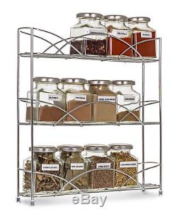 3 Tier Wall Mounted/free Standing Spice Rack Herb Holder 21 Jars Kitchen Storage