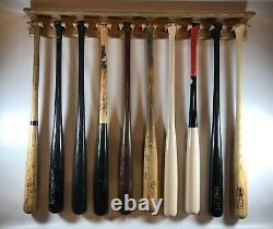 40 Wooden Baseball Bat Vertical Display Rack Wall Mount with Top Shelf 10 bats