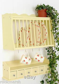 410087(2) Spice Drawers and Kitchen Plate Rack in Buttermilk, Wooden