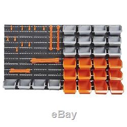 44 PCS Storage Rack Organizer Wall Mount Tools Box Bin Panel Rack Workshop Shed