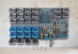 44 Pc Wall Mounted Panel Tools Screws Bits Storage DIY Organiser Rack Boxes Bins