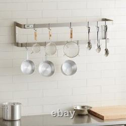 48 Wall Mount Commercial Kitchen Stainless Steel 18 Hooks Double Pot Pan Rack
