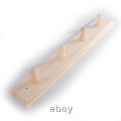 4 Pegs Wooden Coat Rack Hooks Holder / Wall Mounted Hanging Crafts Plain Wood