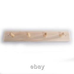 4 Pegs Wooden Coat Rack Hooks Holder / Wall Mounted Hanging Crafts Plain Wood