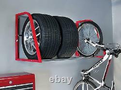 4 Tire Storage Auto Shelf Loft Wheels Bike Rack Garage Organize Hold Wall Mount
