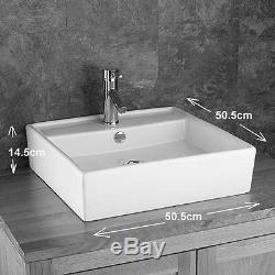 50.5cm Square Wall Mounted Sink Countertop Sink White Bathroom Basin