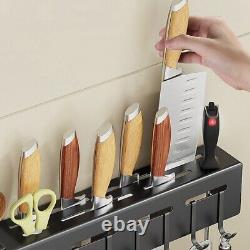 5XKnife Holder Wall Mounted Stainless Steel Kitchen sil Racks with Hooks Knife