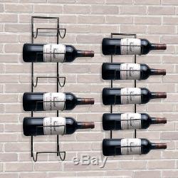 5/6 Bottles Black Wall Mounted Wine Rack Holder Glass Bottle Storage Organizers
