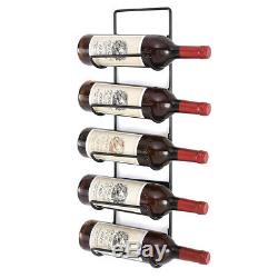 5 Bottle Wall Mounted Black Metal Wine Rack Storage Holder Towel Champagne New