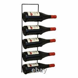 5 Bottle Wine Rack Black Metal Wall Mounted Storage Holder Shelf Kitchen Vine UK