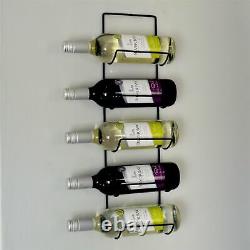 5 Bottle Wine Rack Black Metal Wall Mounted Storage Holder Shelf Kitchen Vine UK